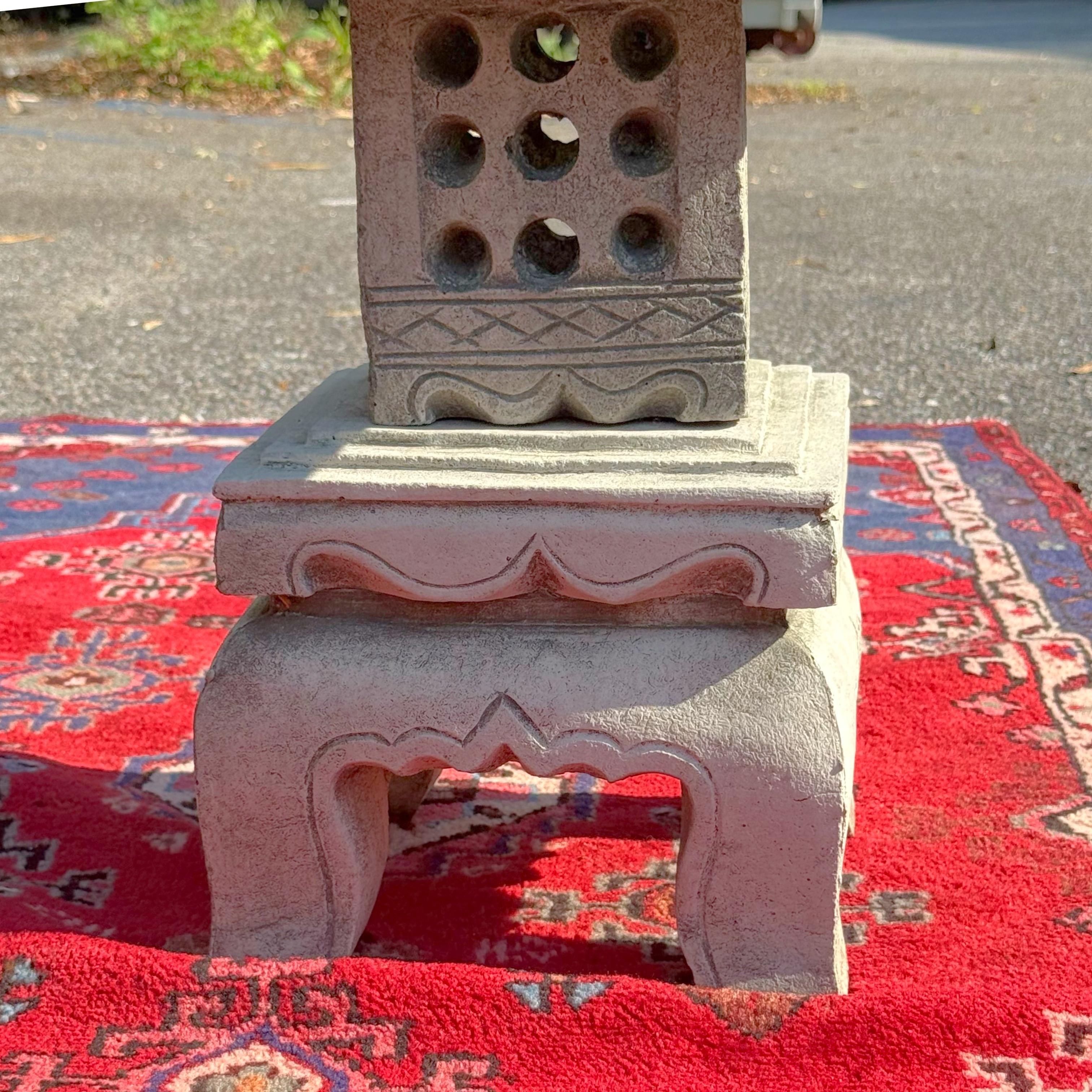 Chinoiserie 1970s Vintage Large Asian Cast Cement Stacked Pagoda For Sale