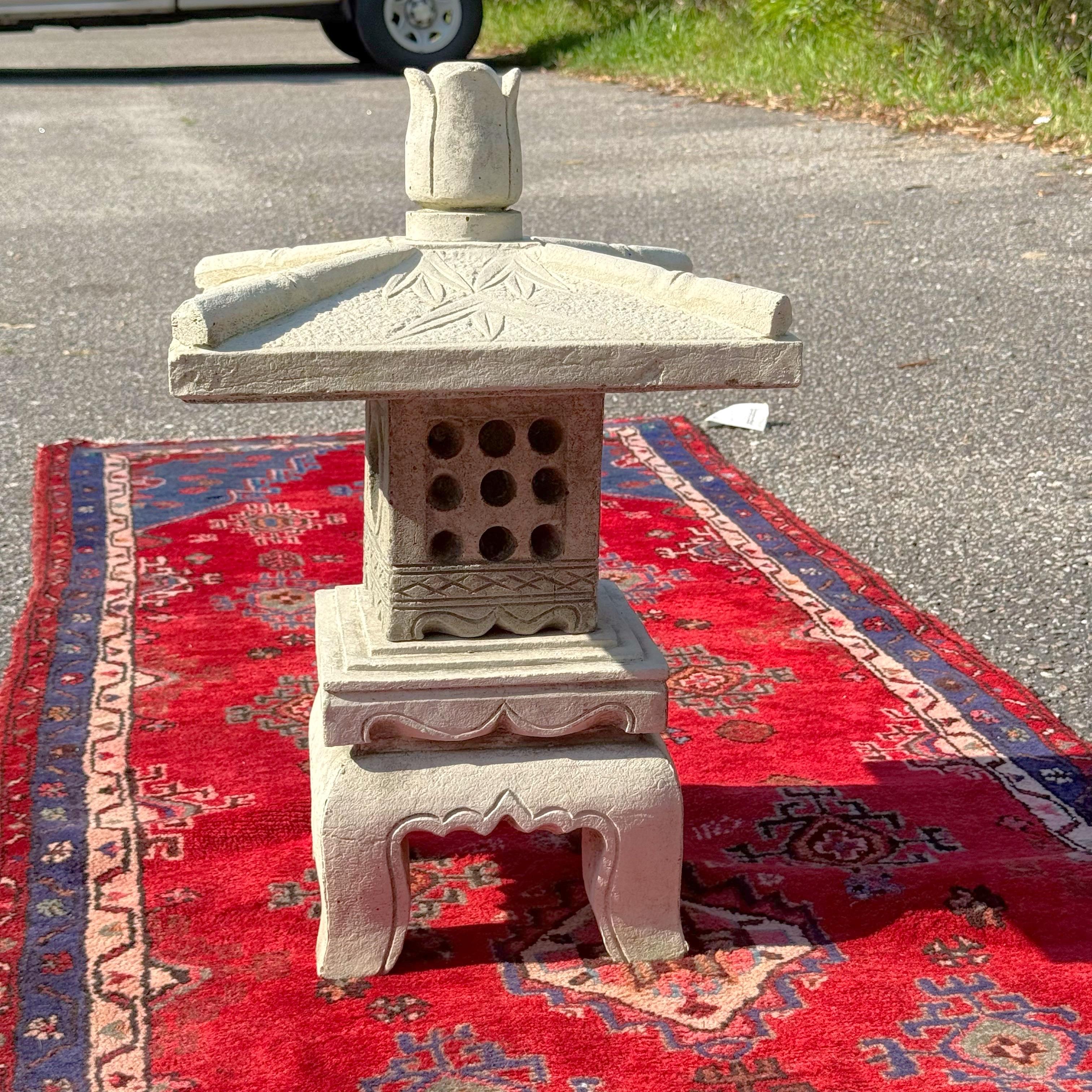 American 1970s Vintage Large Asian Cast Cement Stacked Pagoda For Sale