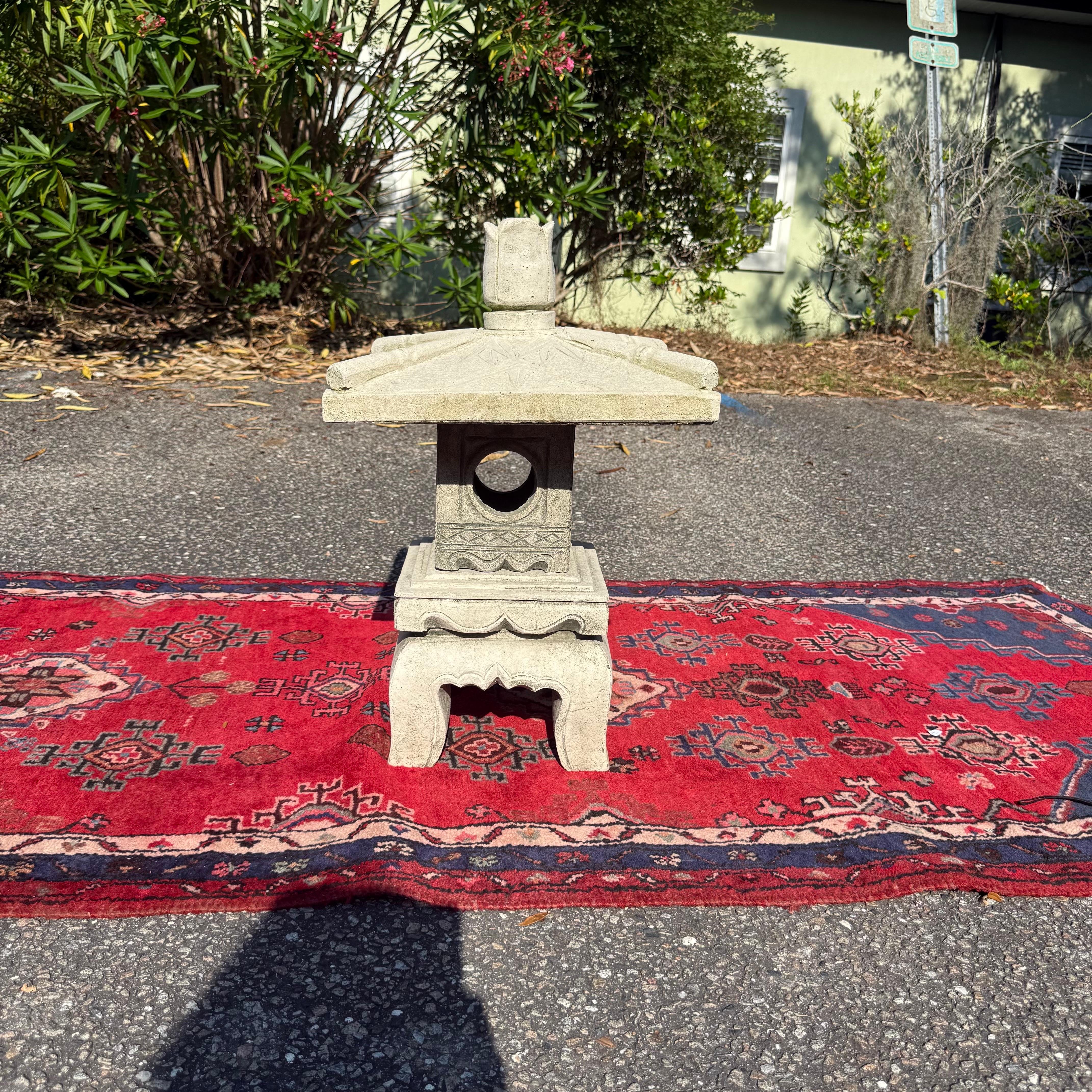 1970s Vintage Large Asian Cast Cement Stacked Pagoda For Sale 3