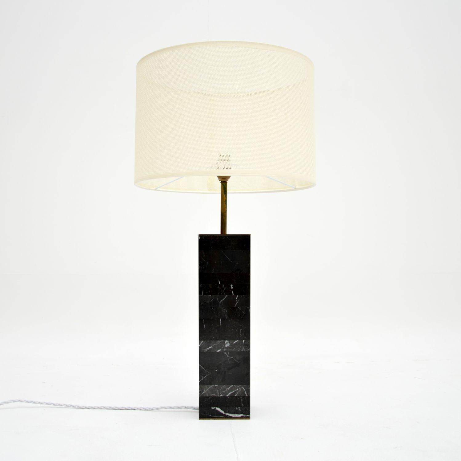 A superb 1970’s vintage layered solid marble table lamp. Dating from the 1970’s, it was likely made in Italy.

This is of outstanding quality, it is a large and impressive size. The marble is absolutely gorgeous and is constructed in layers, with a