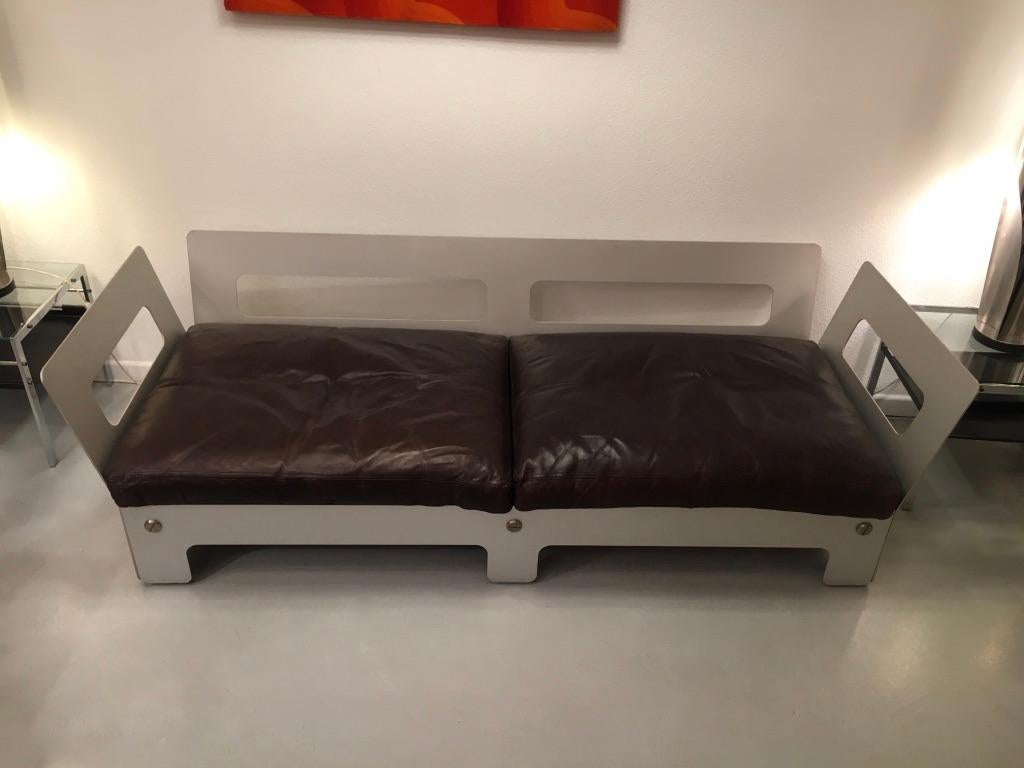 Sigurd Ressel Vintage Leather and Anodised Aluminum Sofa for Vatne Mobler 1968 5