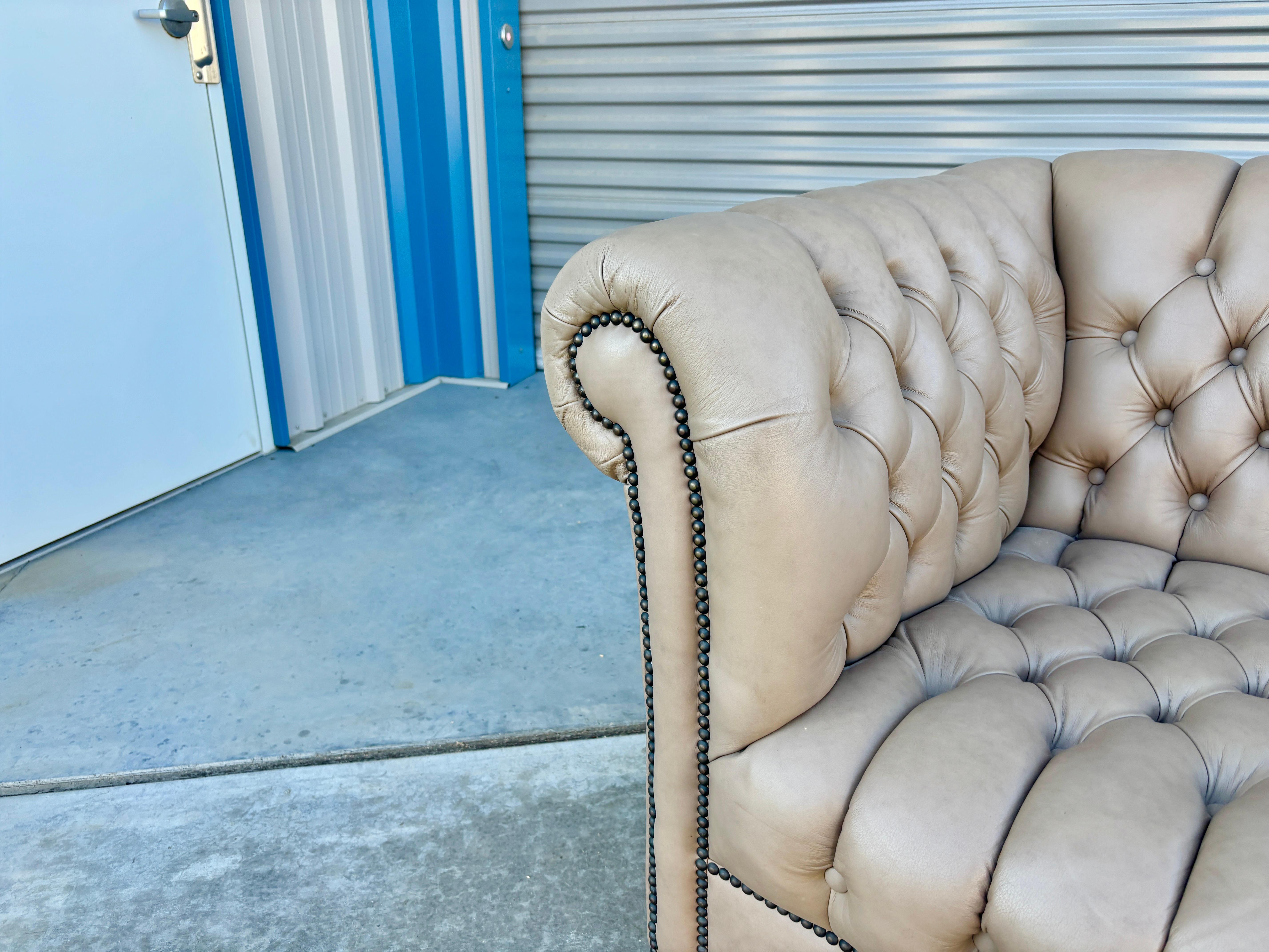 Late 20th Century 1970s Vintage leather Chesterfield loveseat