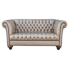 1970s Vintage leather Chesterfield loveseat