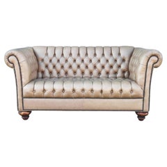 1970s Vintage Leather Chesterfield Loveseat