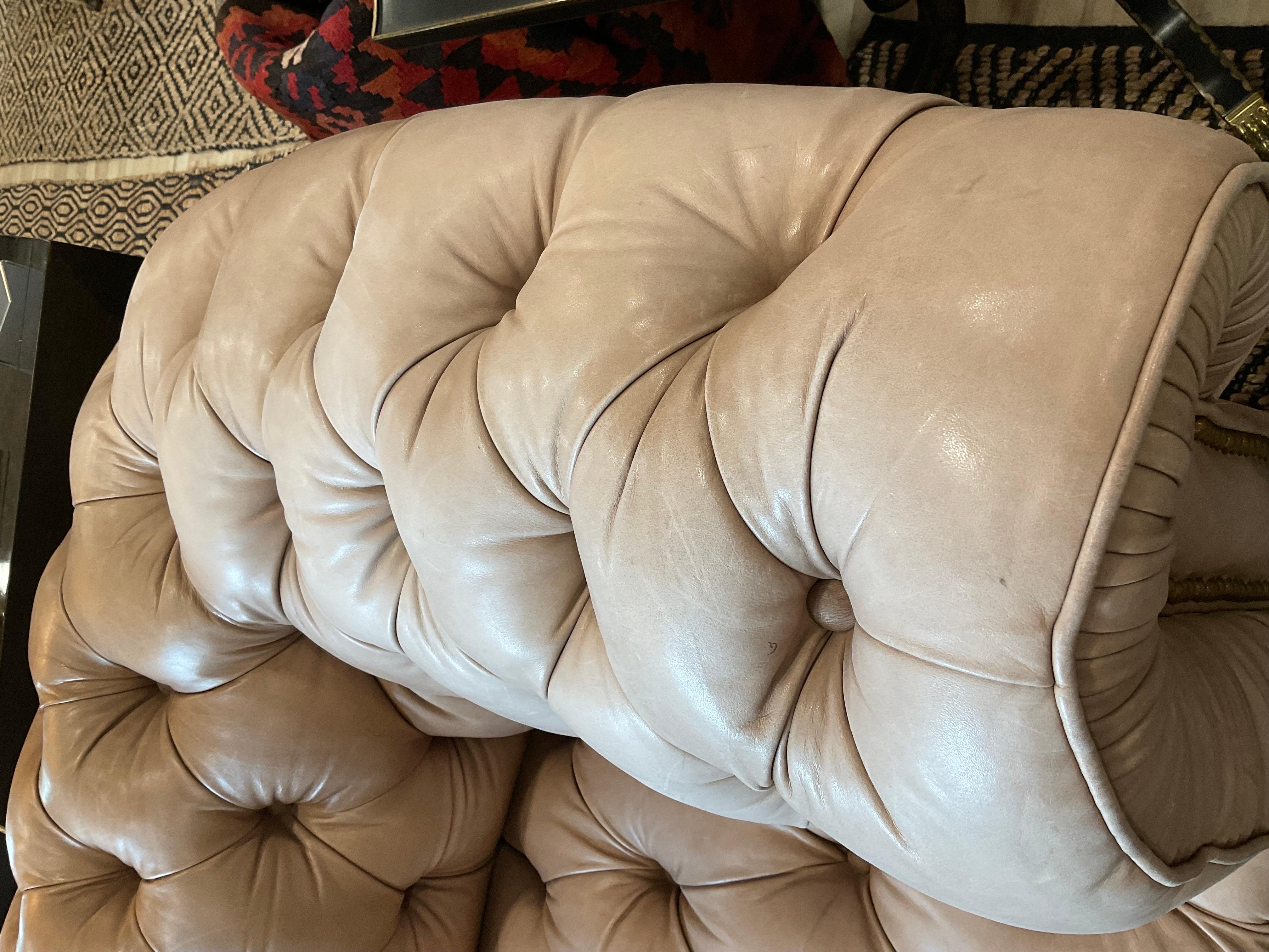 1970s Vintage Leather Chesterfield Sofa by Stark, London For Sale 5