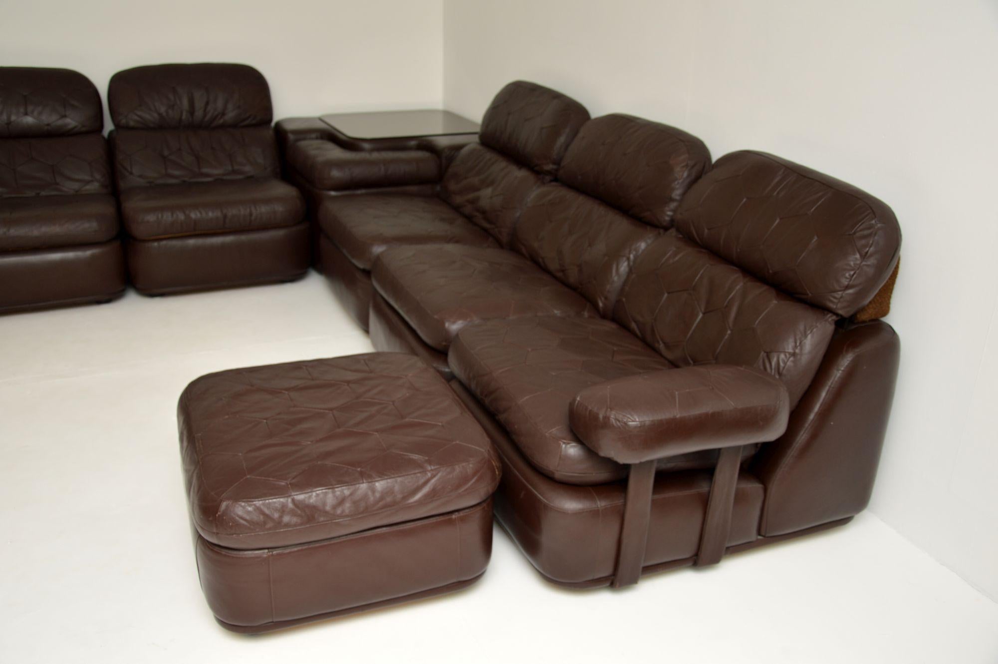 1970's Vintage Leather Modular Corner Sofa 5