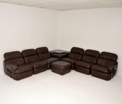 1970's Vintage Leather Modular Corner Sofa