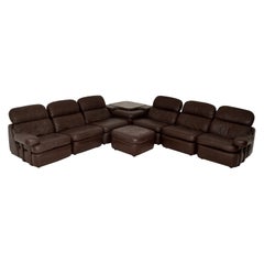 1970's Vintage Leather Modular Corner Sofa