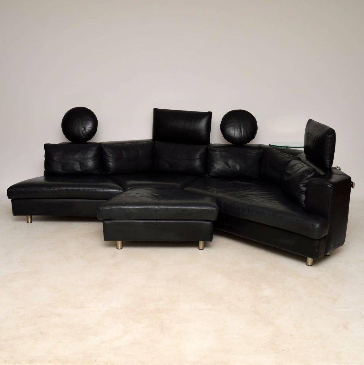 Allemand canapé modulaire en cuir vintage des années 1970 par Rolf Benz