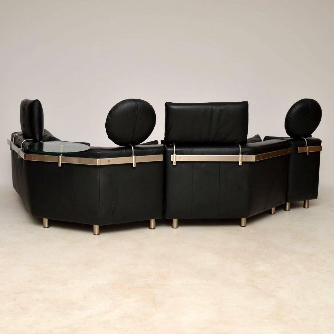 Fin du 20e siècle canapé modulaire en cuir vintage des années 1970 par Rolf Benz