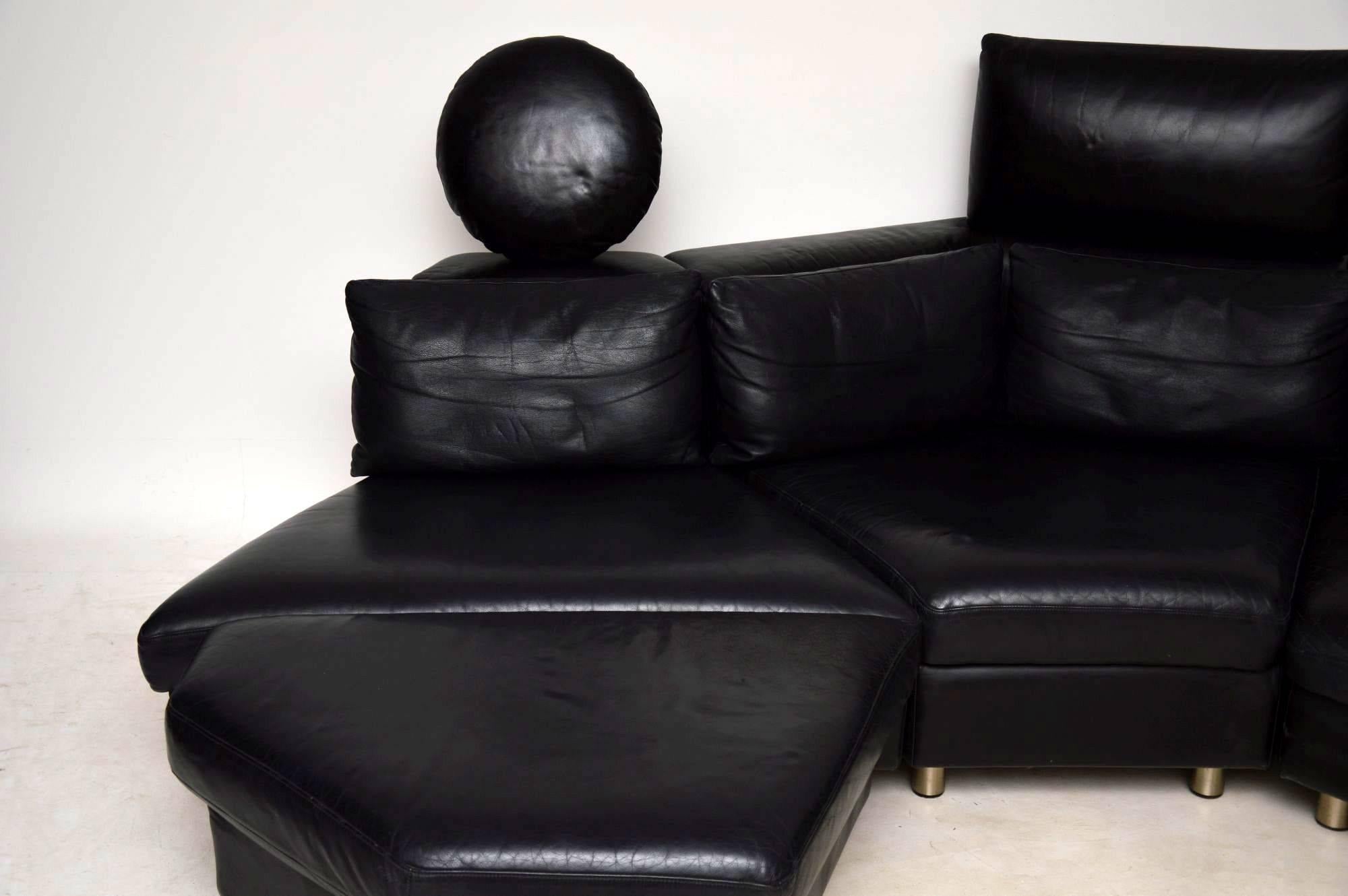 Cuir canapé modulaire en cuir vintage des années 1970 par Rolf Benz