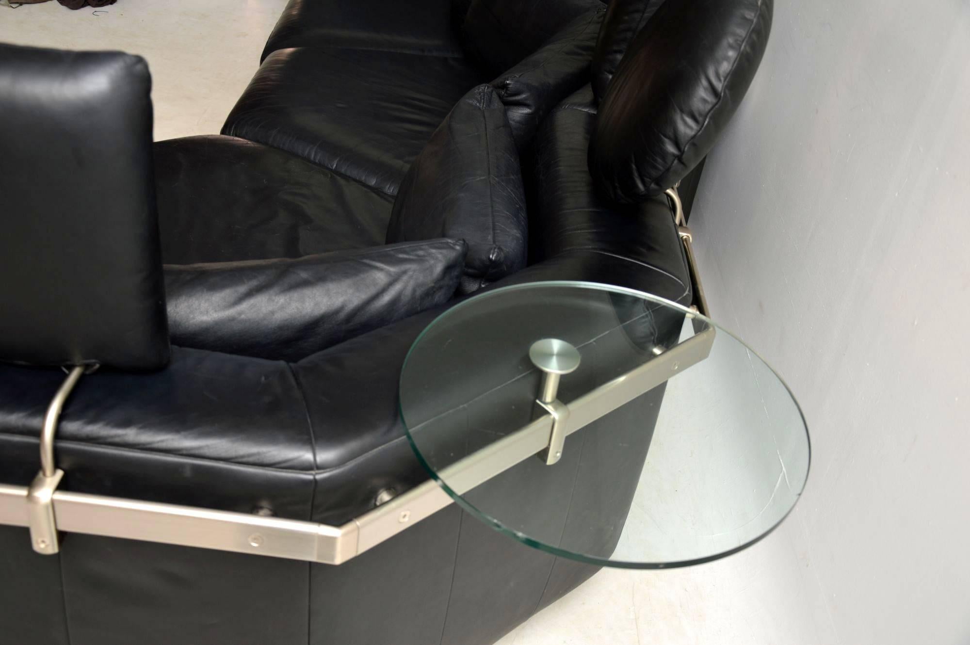 canapé modulaire en cuir vintage des années 1970 par Rolf Benz 2