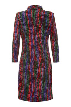 1970s Vintage Leonard for Nini Capucci Stained Glass Print Jersey Dress