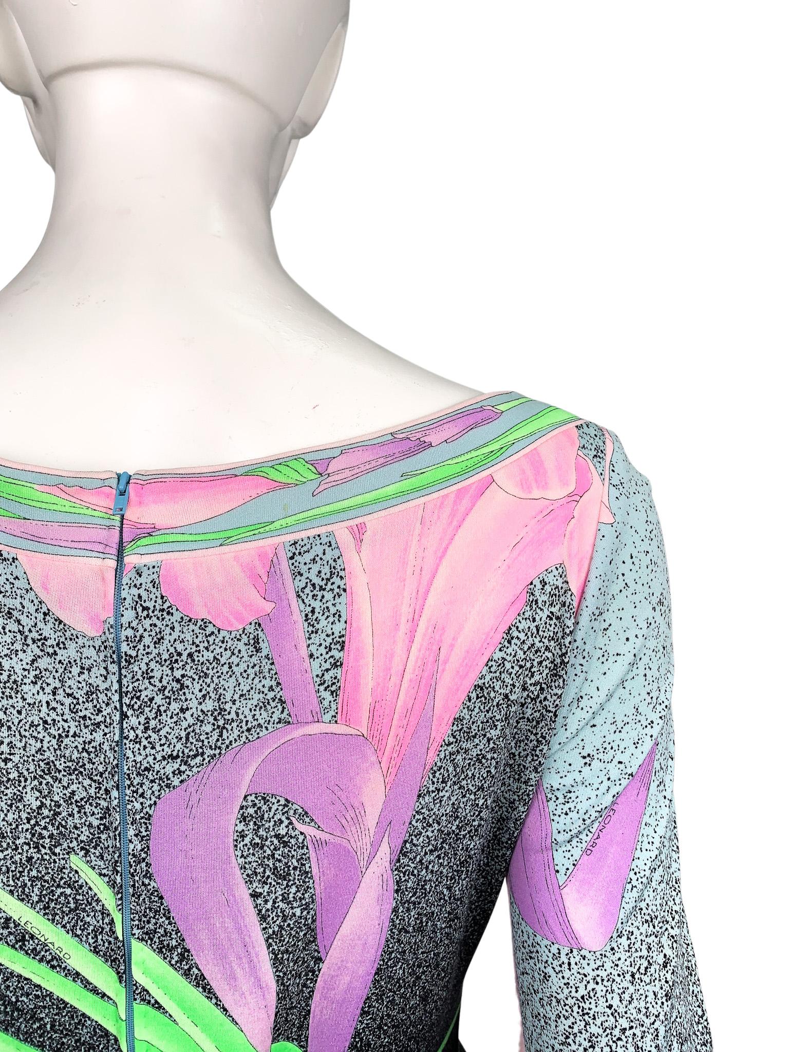 1970s vintage Leonard Paris floral print silk jersey long-sleeved maxi dress 1