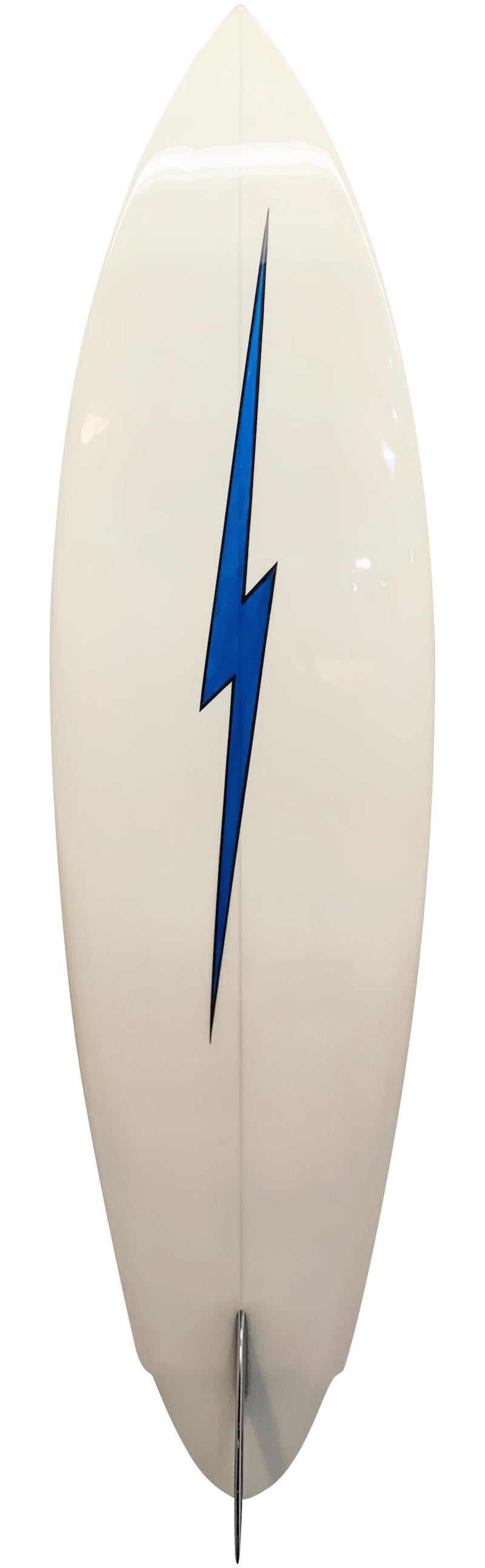 Early 1970s vintage lightning bolt surfboard shaped by Barry Kanaiaupuni. Featuring a winged pintail design with glassed on single fin. Restored to original condition.

Barry Kanaiaupuni is best known for his dominance at one of Hawaii's premiere