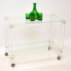 1970s Vintage Lucite and Glass Drinks Trolley