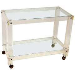 1970s Vintage Lucite and Glass Drinks Trolley