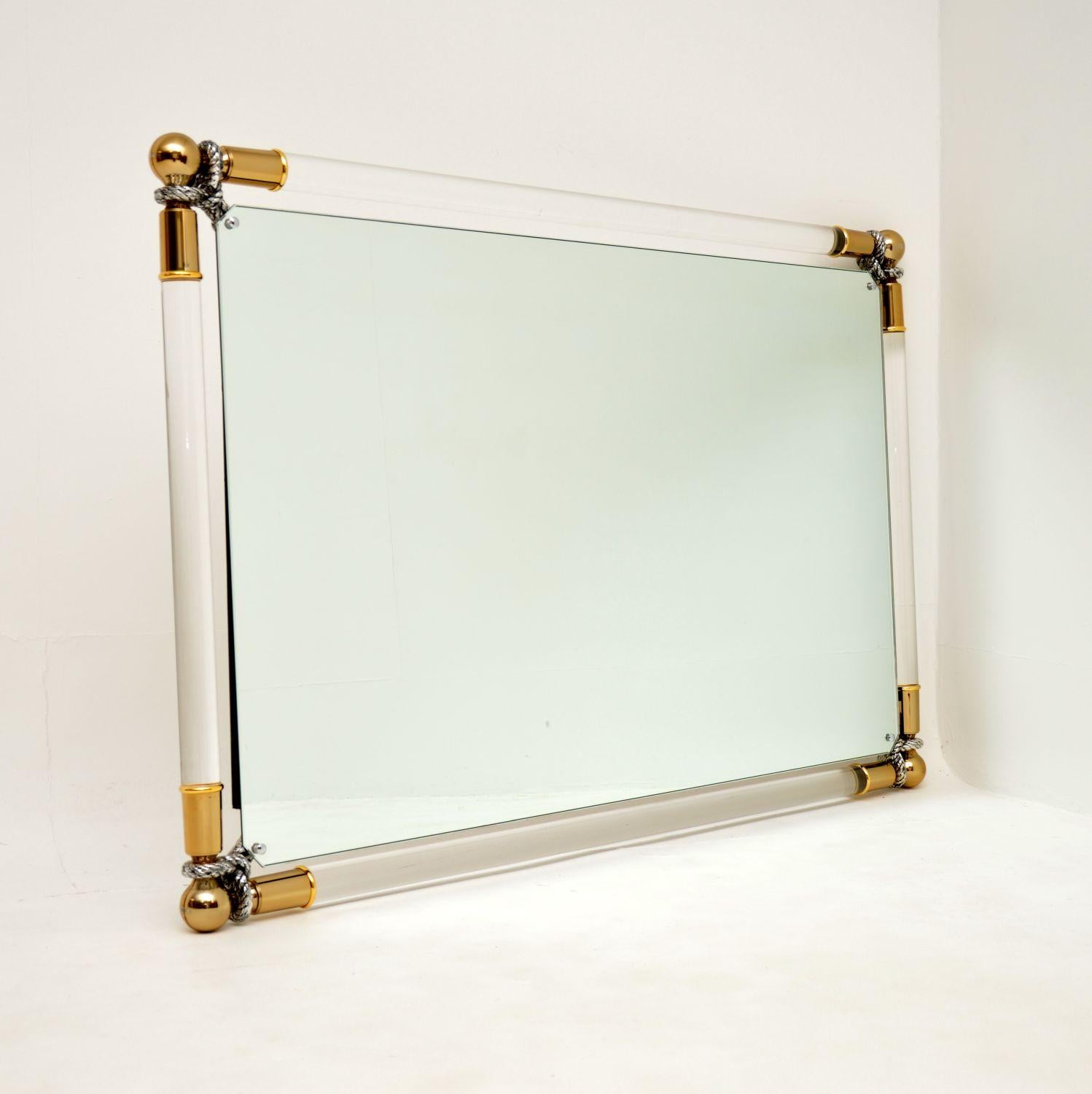 Mid-Century Modern 1970's Vintage Lucite and Gold Leaf Mirror by Curvasa