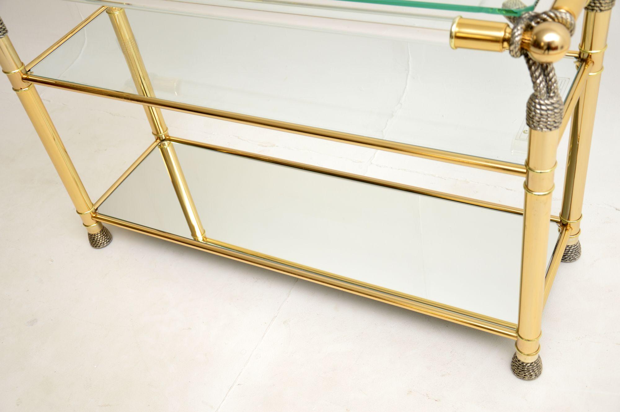 Glass 1970's Vintage Lucite & Gold Leaf Console Table by Curvasa