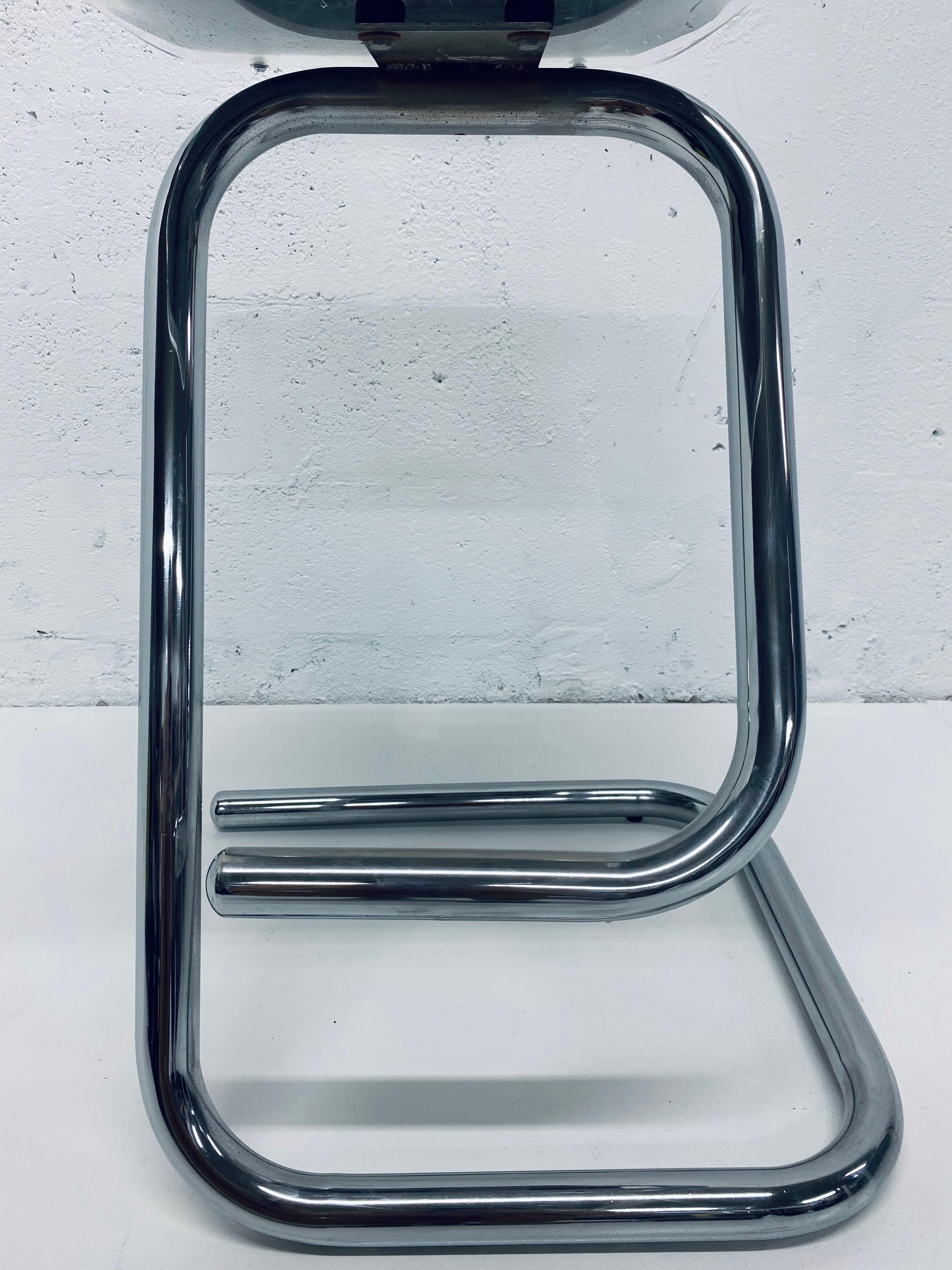 Late 20th Century 1970s Vintage Luigi Bardini Lucite and Chrome Bar Stool for Hill Mfg For Sale
