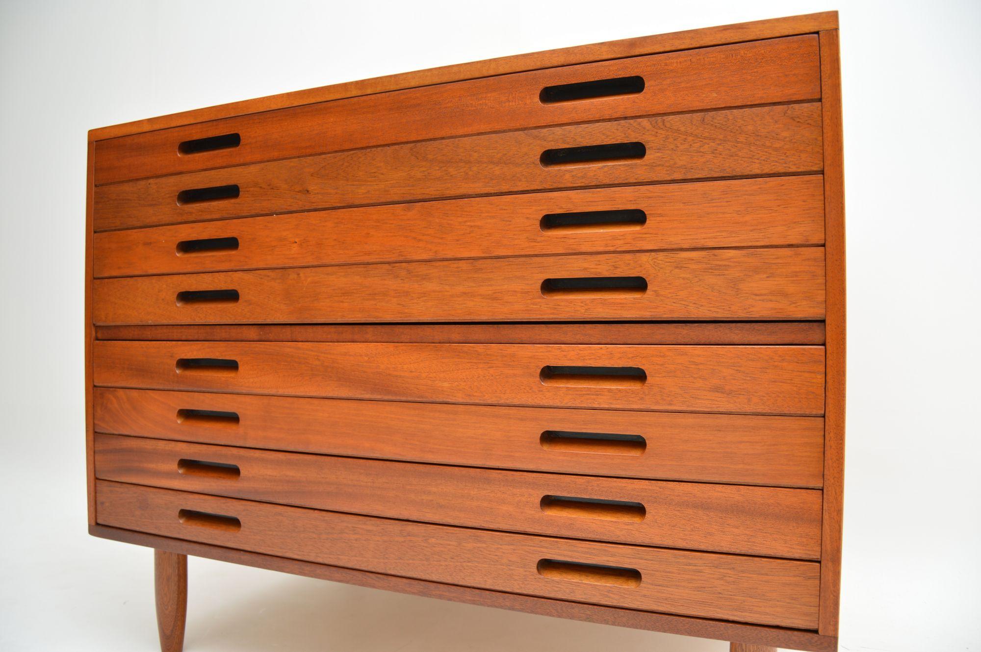 Mid-Century Modern 1970s Vintage Mahogany Architects Plan Chest of Drawers