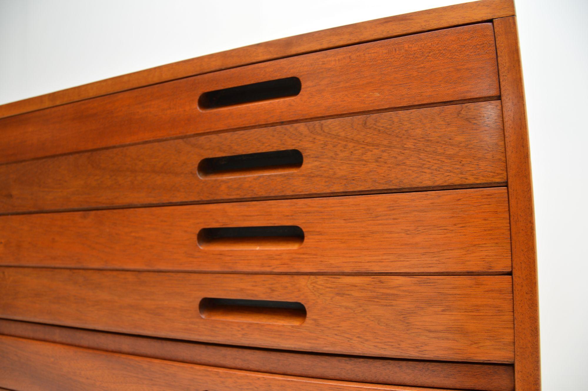 British 1970s Vintage Mahogany Architects Plan Chest of Drawers