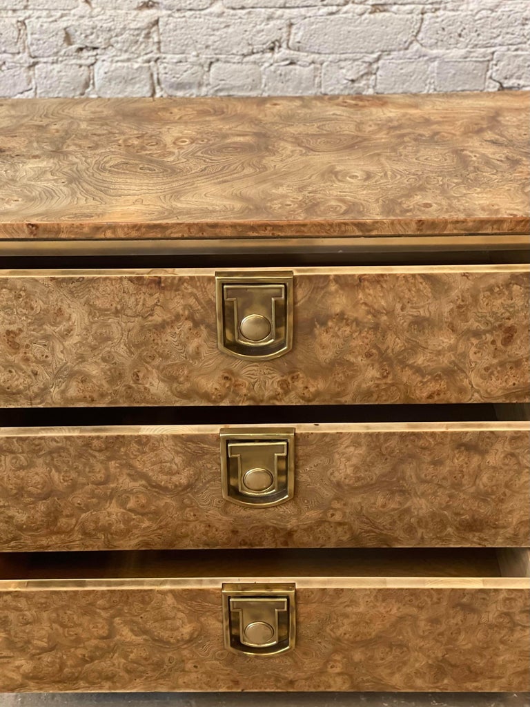 Burled 1970s Vintage Mastercraft Burled Wood with Brass Pulls Credenza Dresser ...