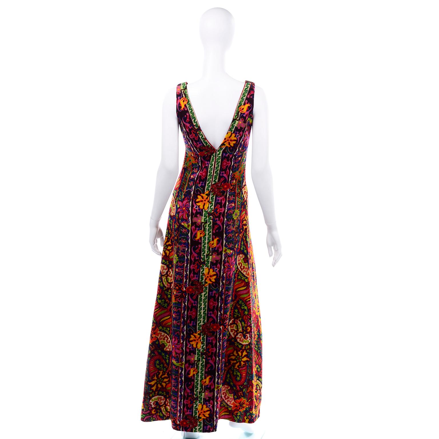 Brown 1970s Vintage Maxi Dress Bendels Studio Multi Colored Woven Paisley Print
