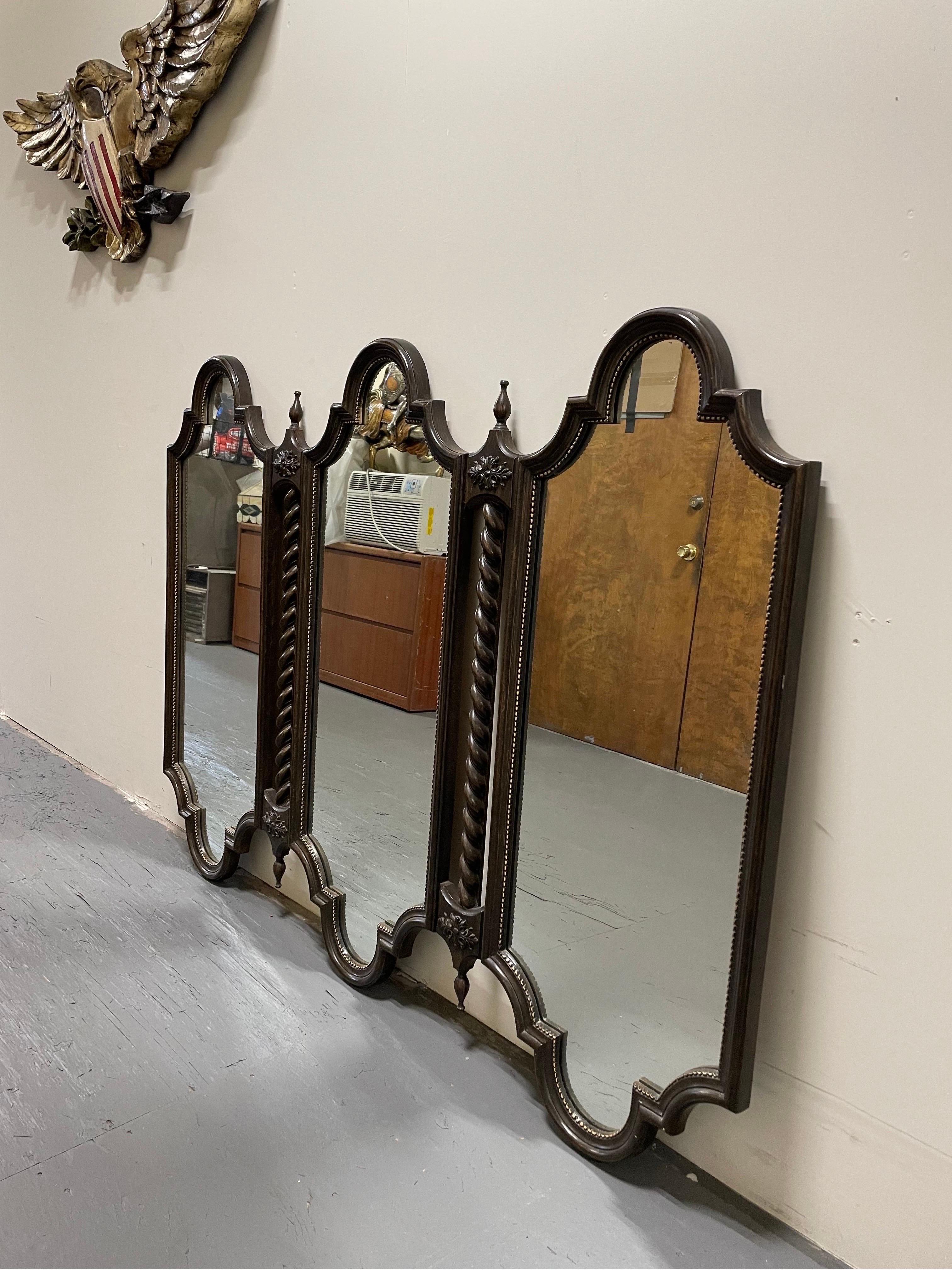 Gothic Revival 1970s Vintage Mediterranean Style Triple Dresser Mirror For Sale