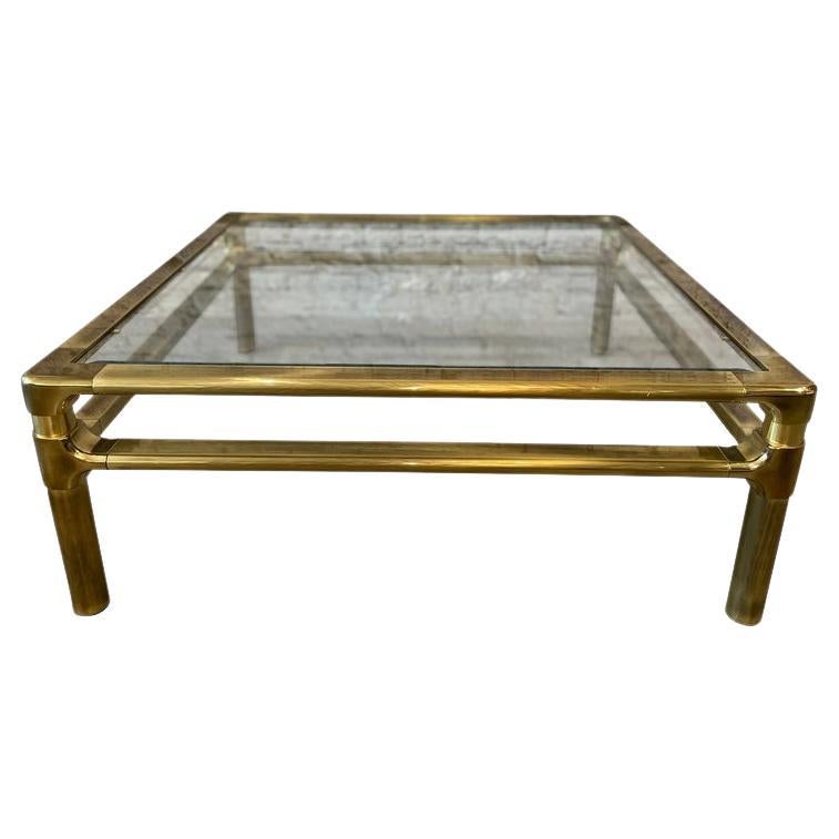 1970s Vintage Mid Century in the Manner of Pace Brass and Glass Coffee Table