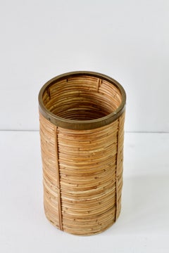 1970s Vintage Mid-Century Italian Bamboo Waste Paper Basket or Umbrella Stand