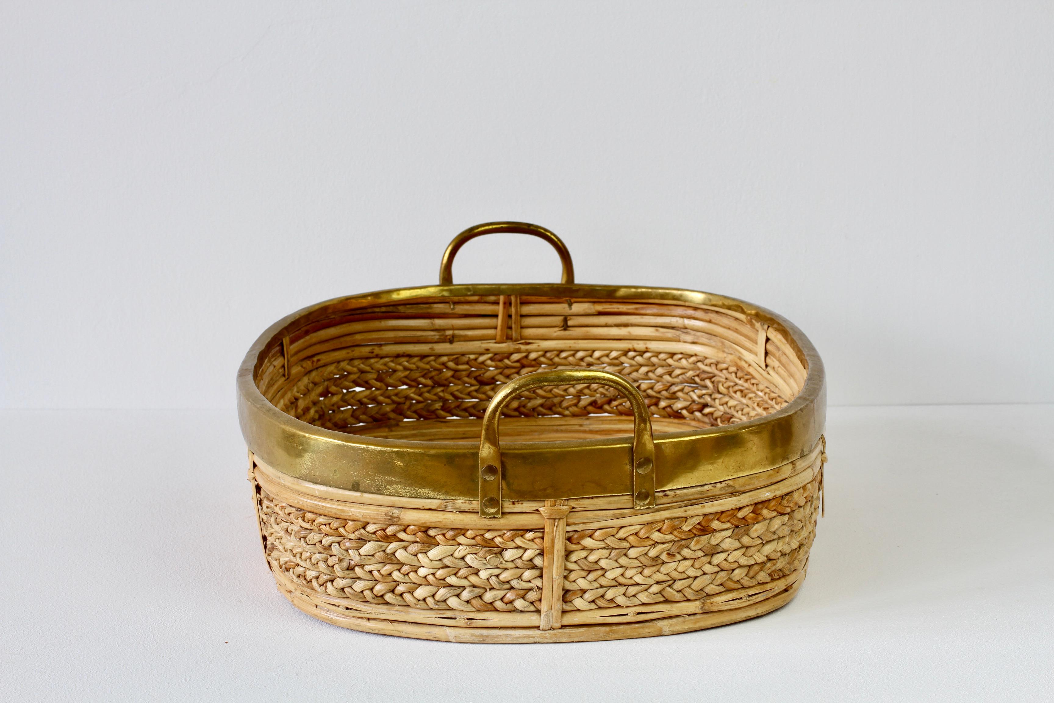 1970s Vintage Mid-Century Italian Bamboo and Rattan Serving Tray For Sale 6
