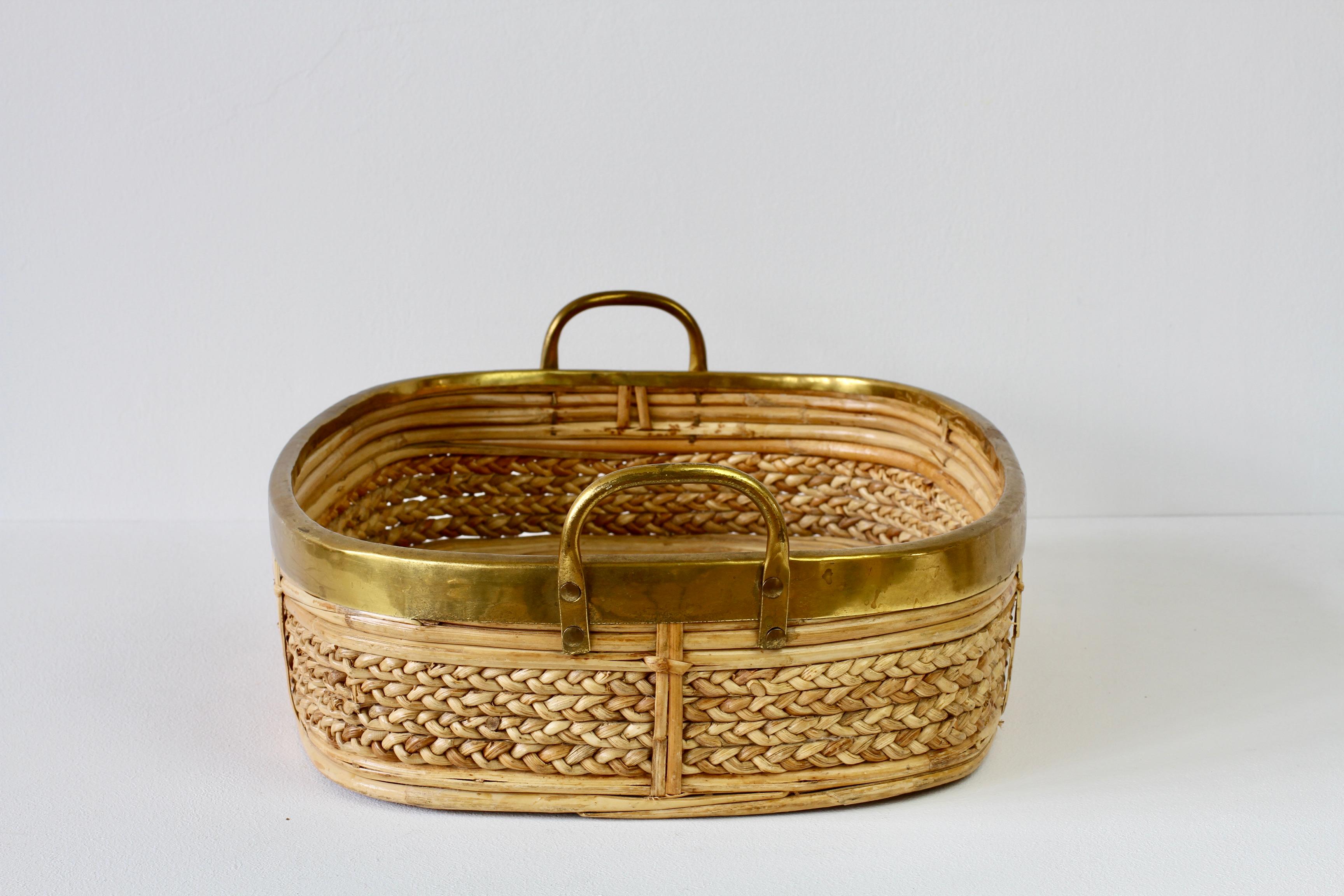 1970s Vintage Mid-Century Italian Bamboo and Rattan Serving Tray For Sale 9