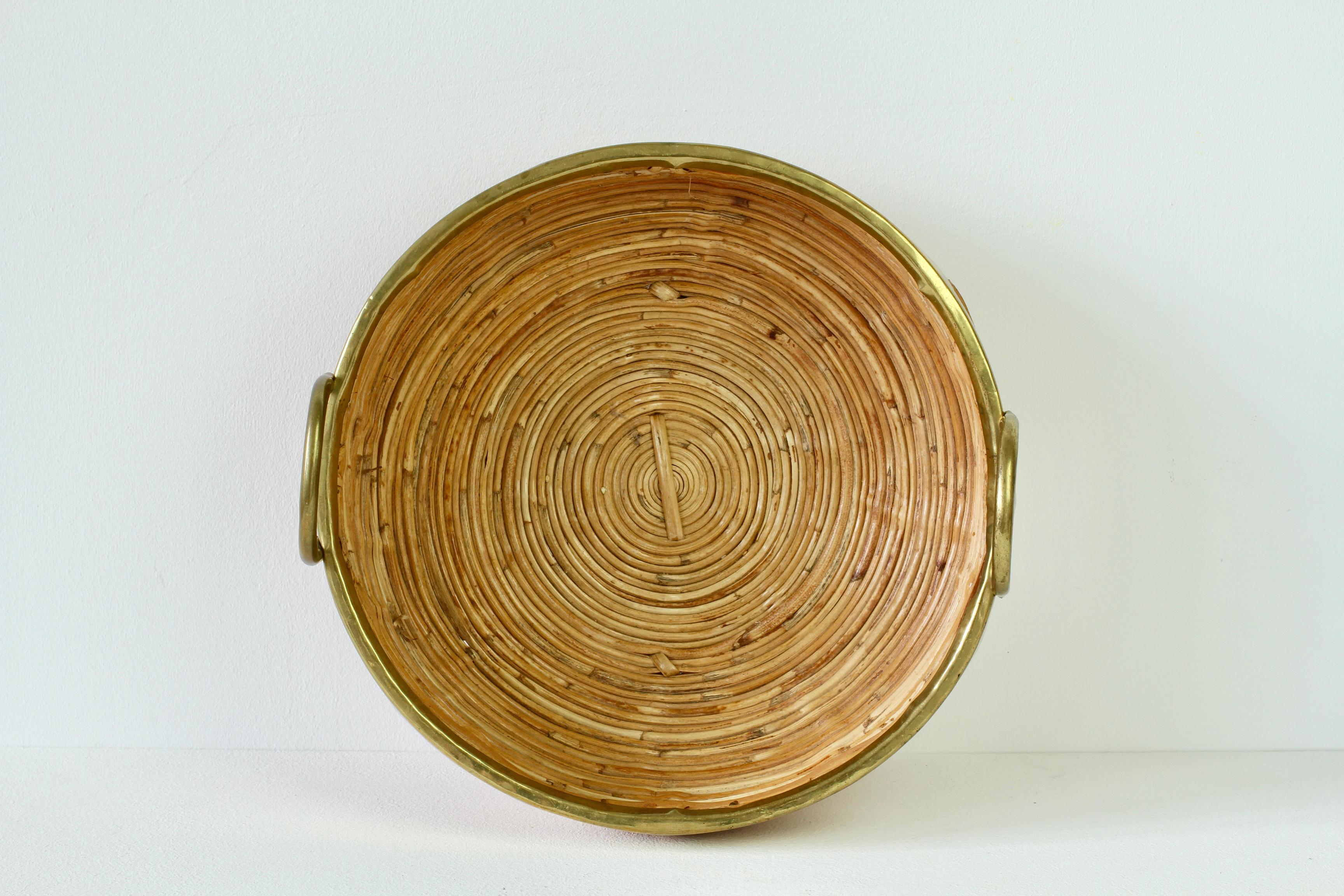 1970s Vintage Mid-Century Italian Crespi Style Bamboo and Rattan Serving Tray 9