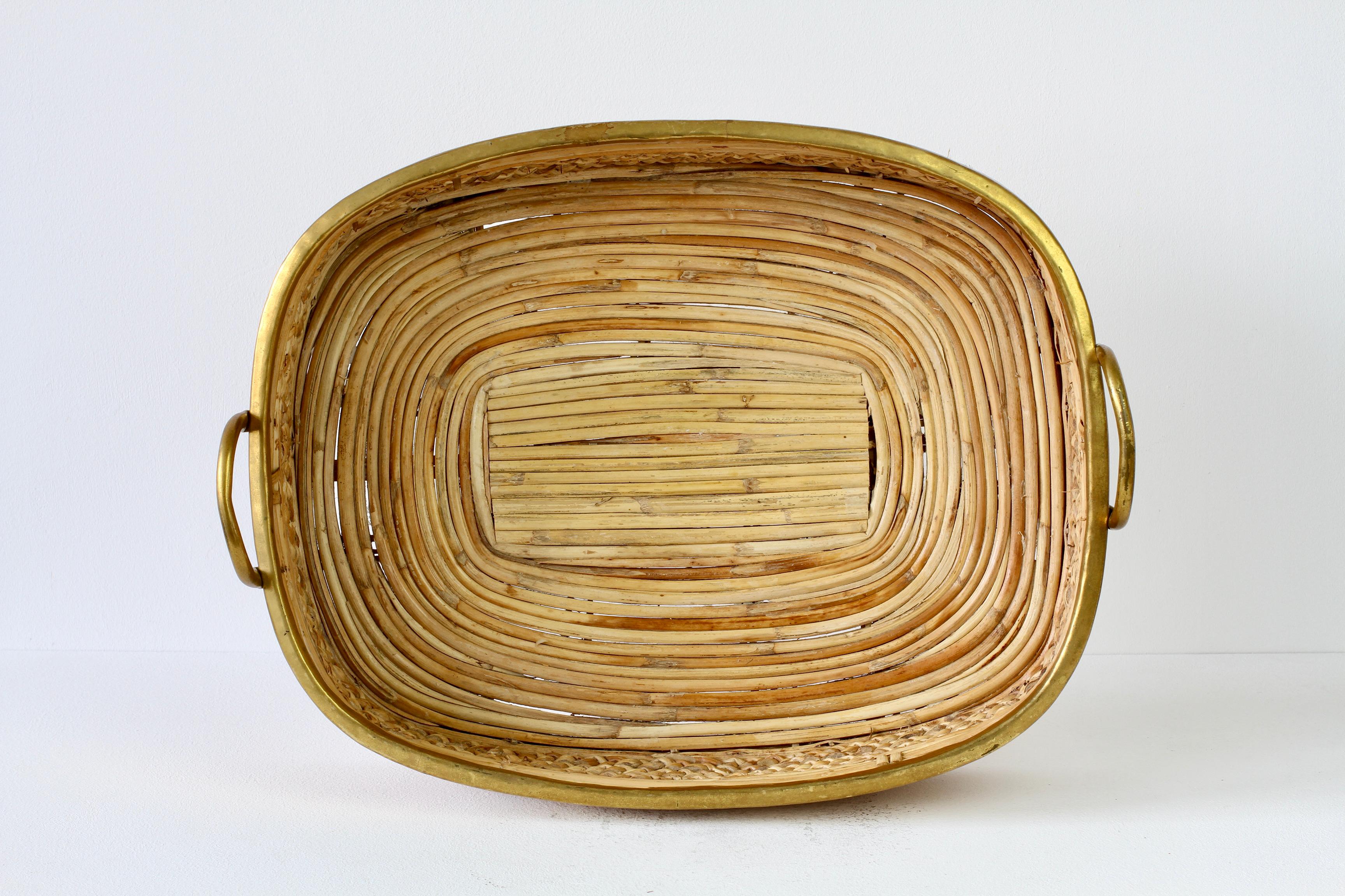 1970s Vintage Mid-Century Italian Bamboo and Rattan Serving Tray For Sale 12