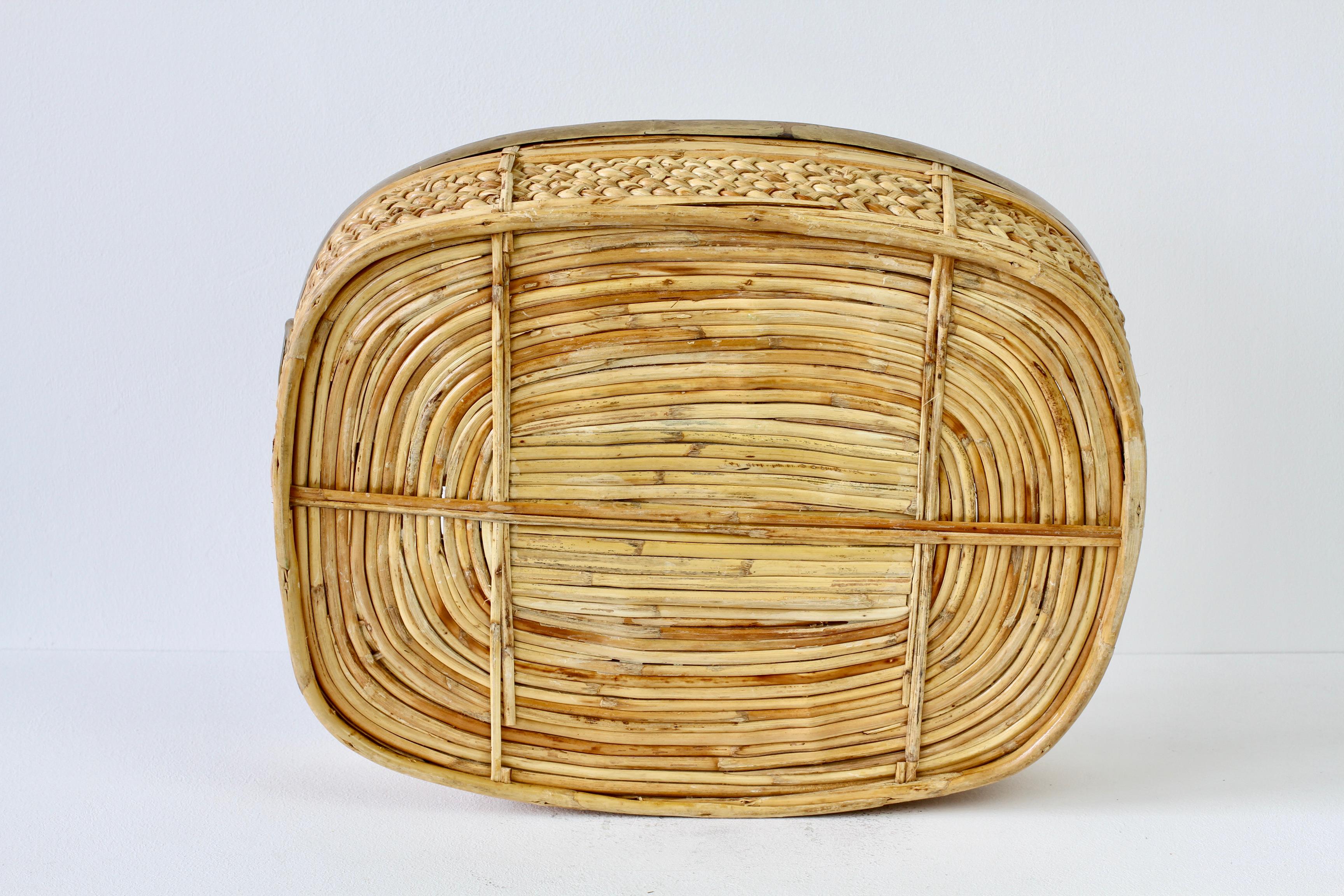 1970s Vintage Mid-Century Italian Bamboo and Rattan Serving Tray For Sale 13