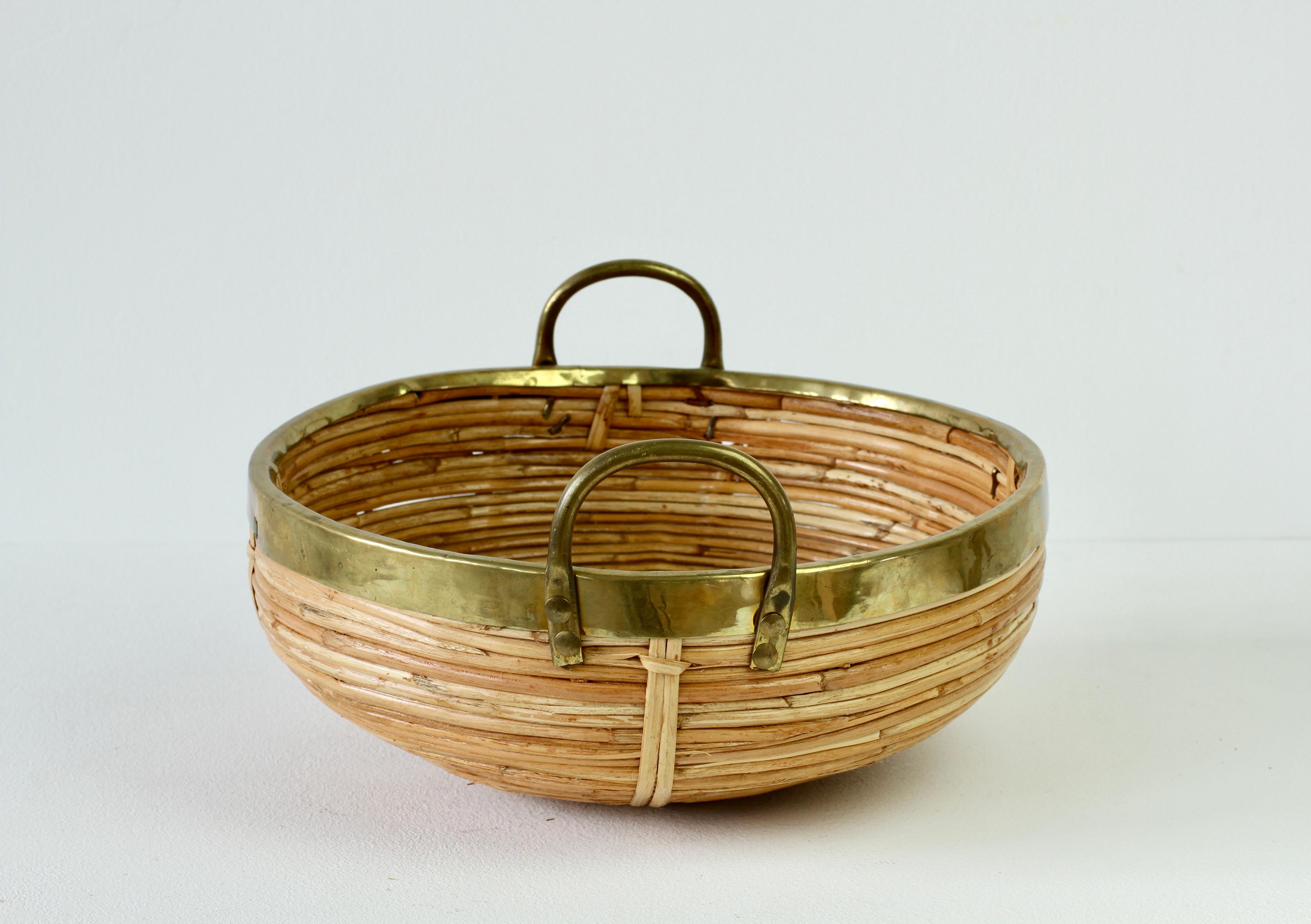 Polished 1970s Vintage Mid-Century Italian Crespi Style Bamboo and Rattan Serving Tray