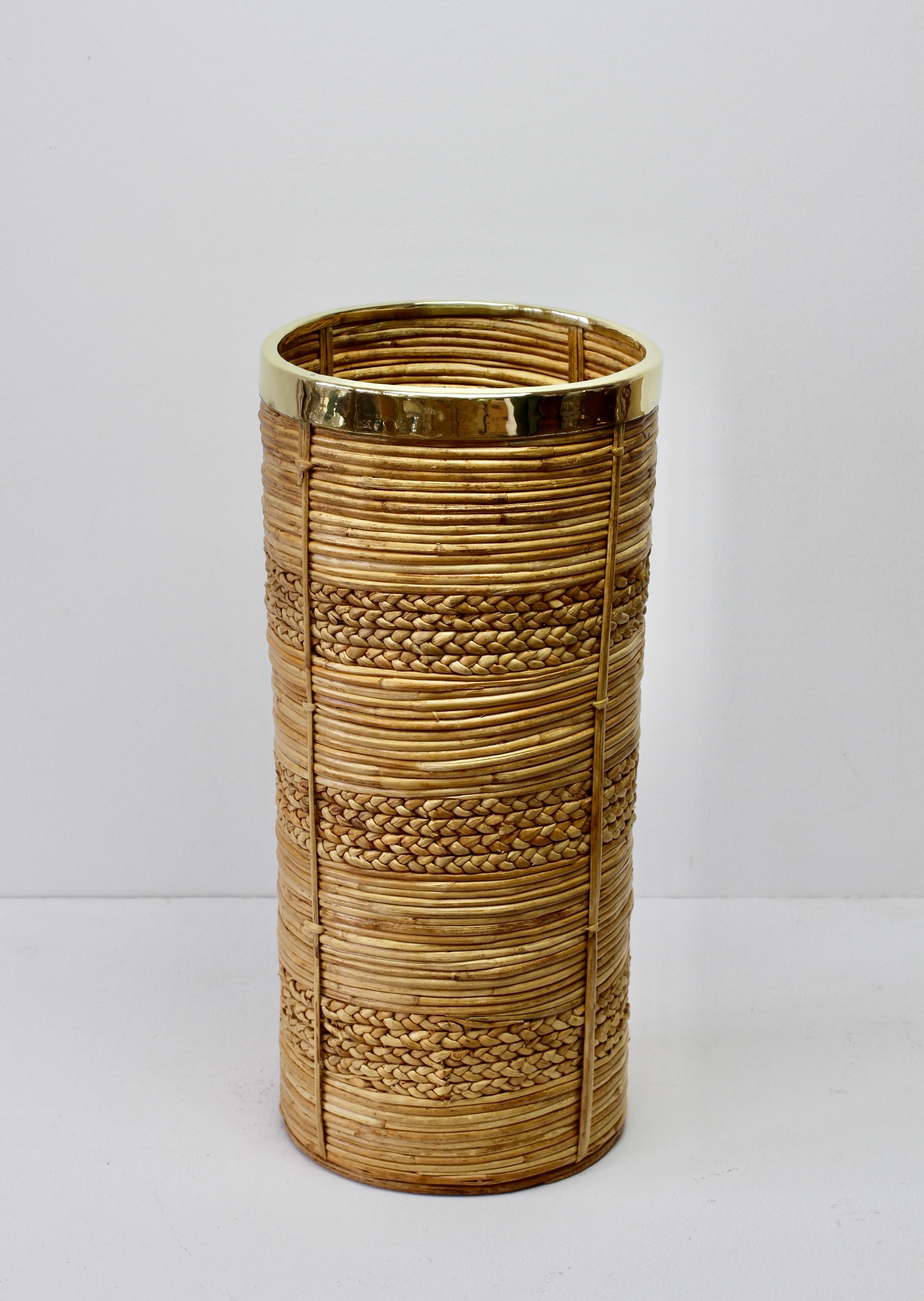 1970s Vintage Midcentury Italian Crespi Style Bamboo and Rattan Umbrella Stand 6