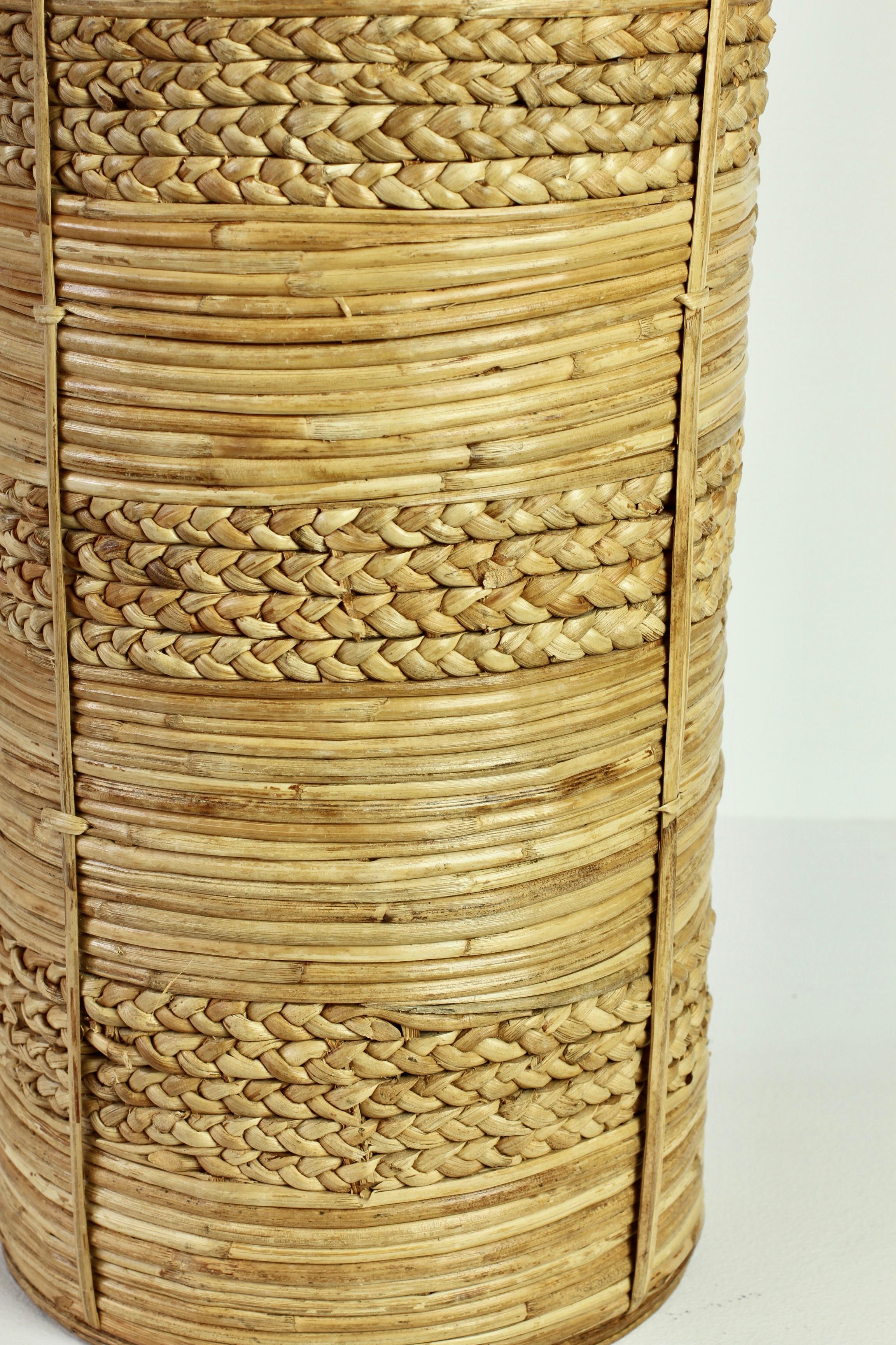 1970s Vintage Midcentury Italian Crespi Style Bamboo and Rattan Umbrella Stand 11