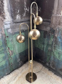 1970s Vintage Mid-Century Modern Brass Waterfall 3 Light Eyeball Floor Lamp Attr