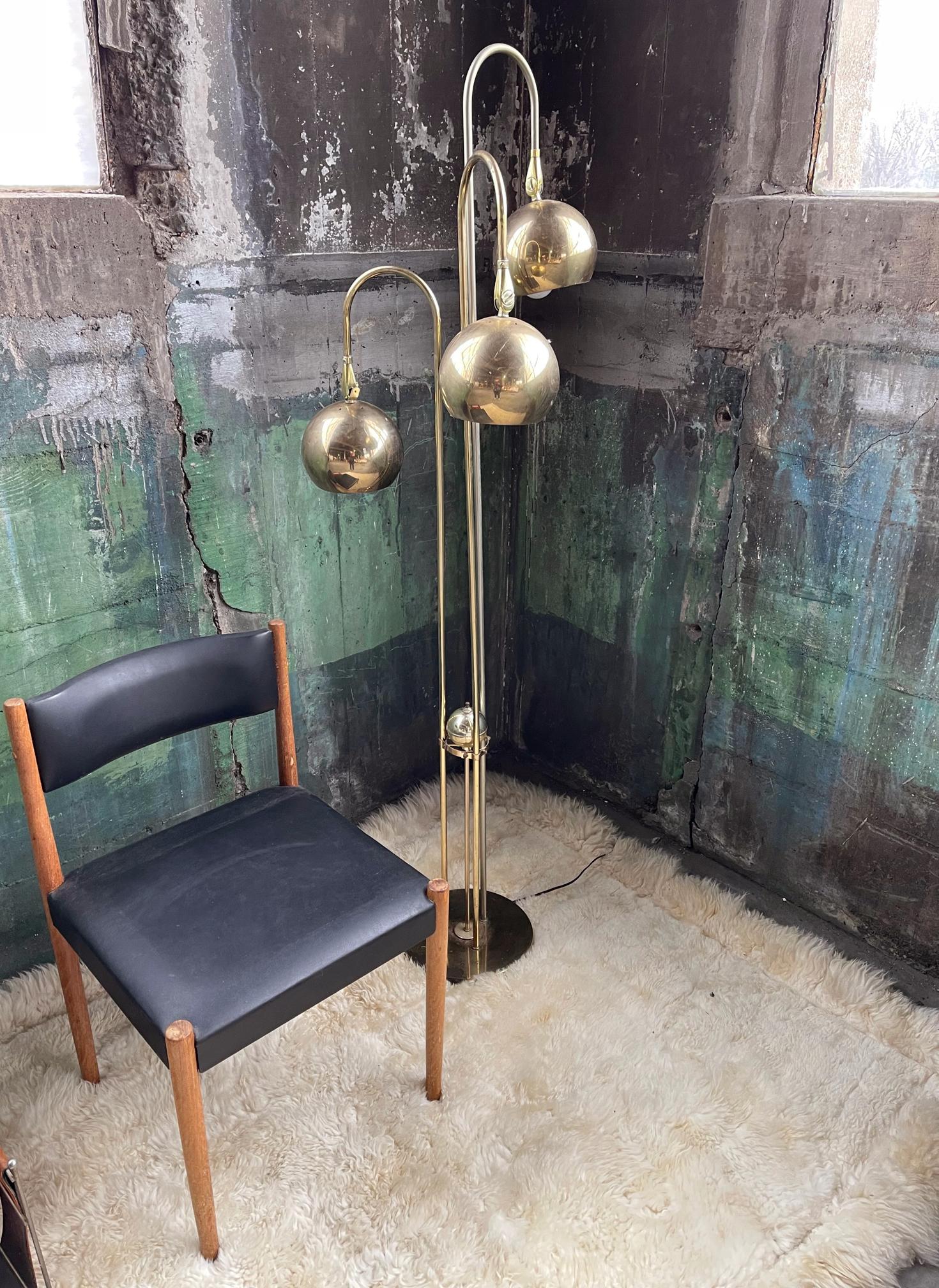 vintage mid century 3 light floor lamp