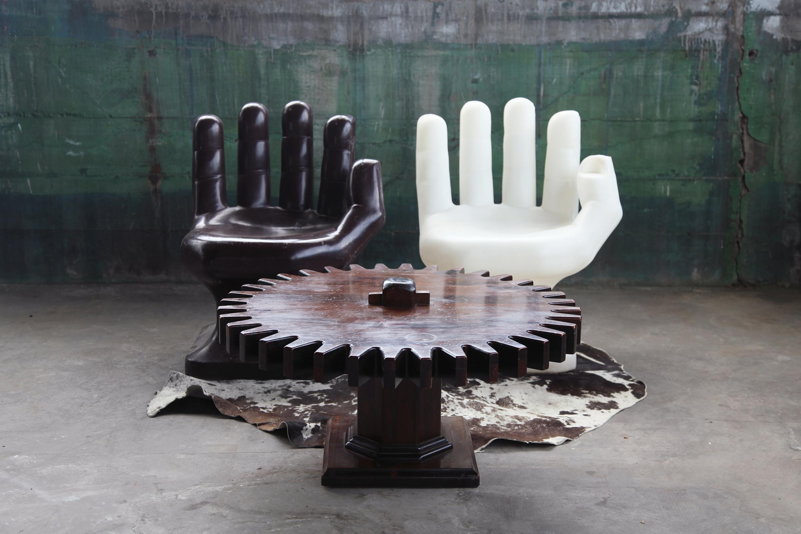 Plastic 1970s Vintage Mid Century Modern Hand Lounge Chair, in Dark Brown-- One Piece For Sale
