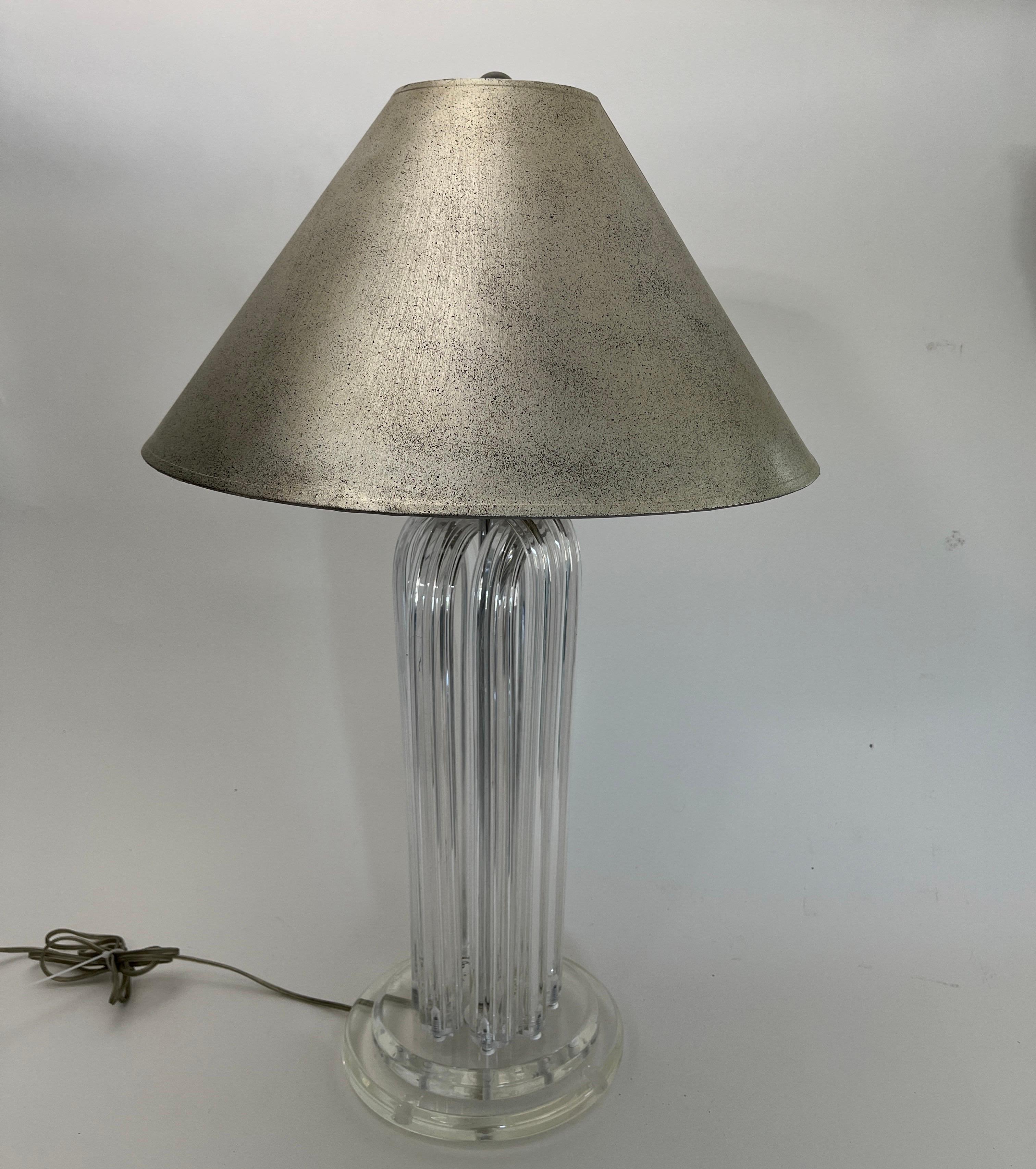 Mid-20th Century 1970s Vintage Mid Century Modern Ritts Attributed Lucite Acrylic Desk Table Lamp For Sale