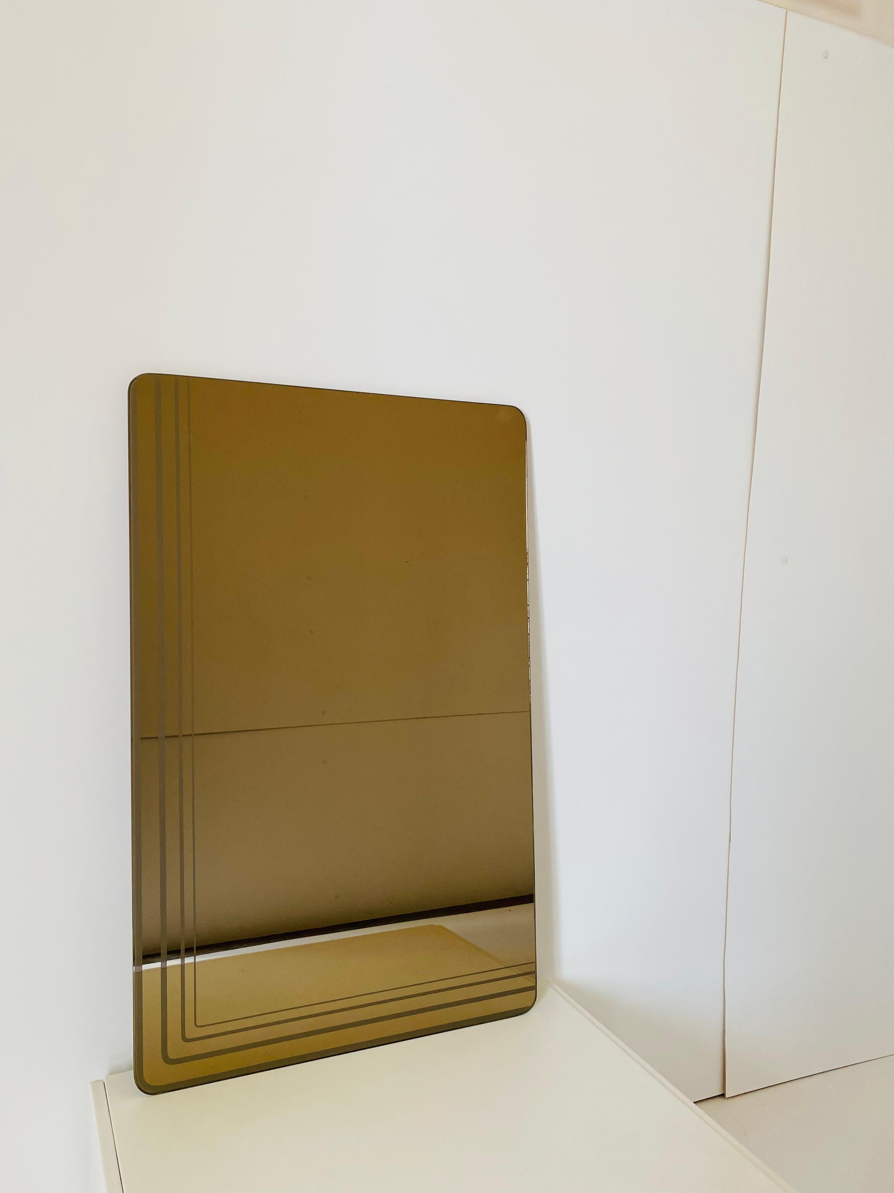 Italian Midcentury Modern Minimal Rectangular Mirror, Italy 1970's For Sale