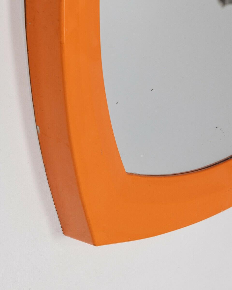 1970s Vintage Mirror in Orange Plastic Italian Design 1