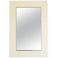 1970s Vintage Mirror with Rectangular Ivory Wood Frame
