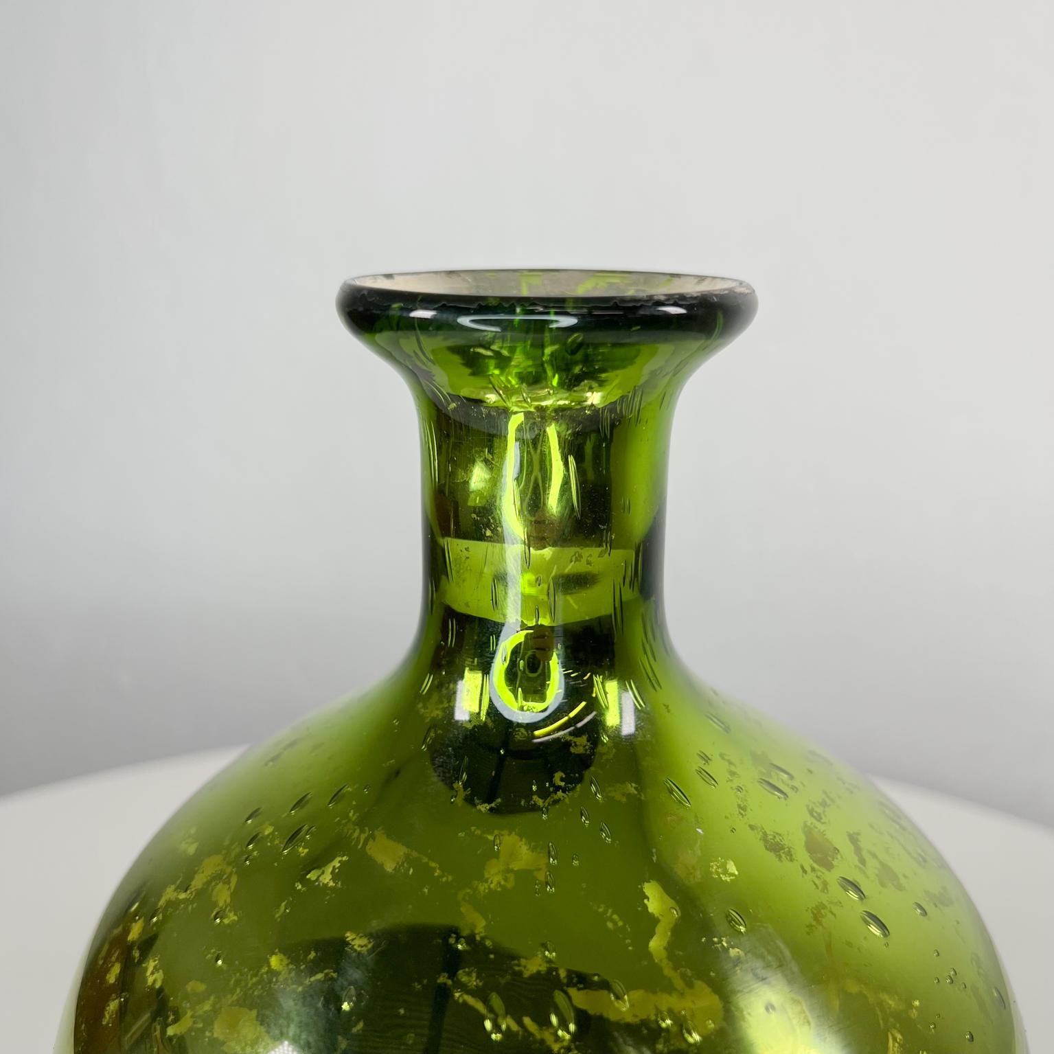 Mid-Century Modern 1970s Vintage Modern Green Vase Weed Pot in Mercury Glass For Sale