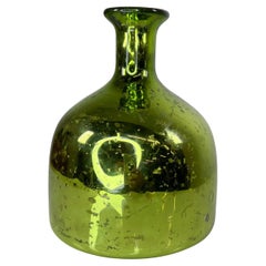 1970s Vintage Modern Green Vase Weed Pot in Mercury Glass