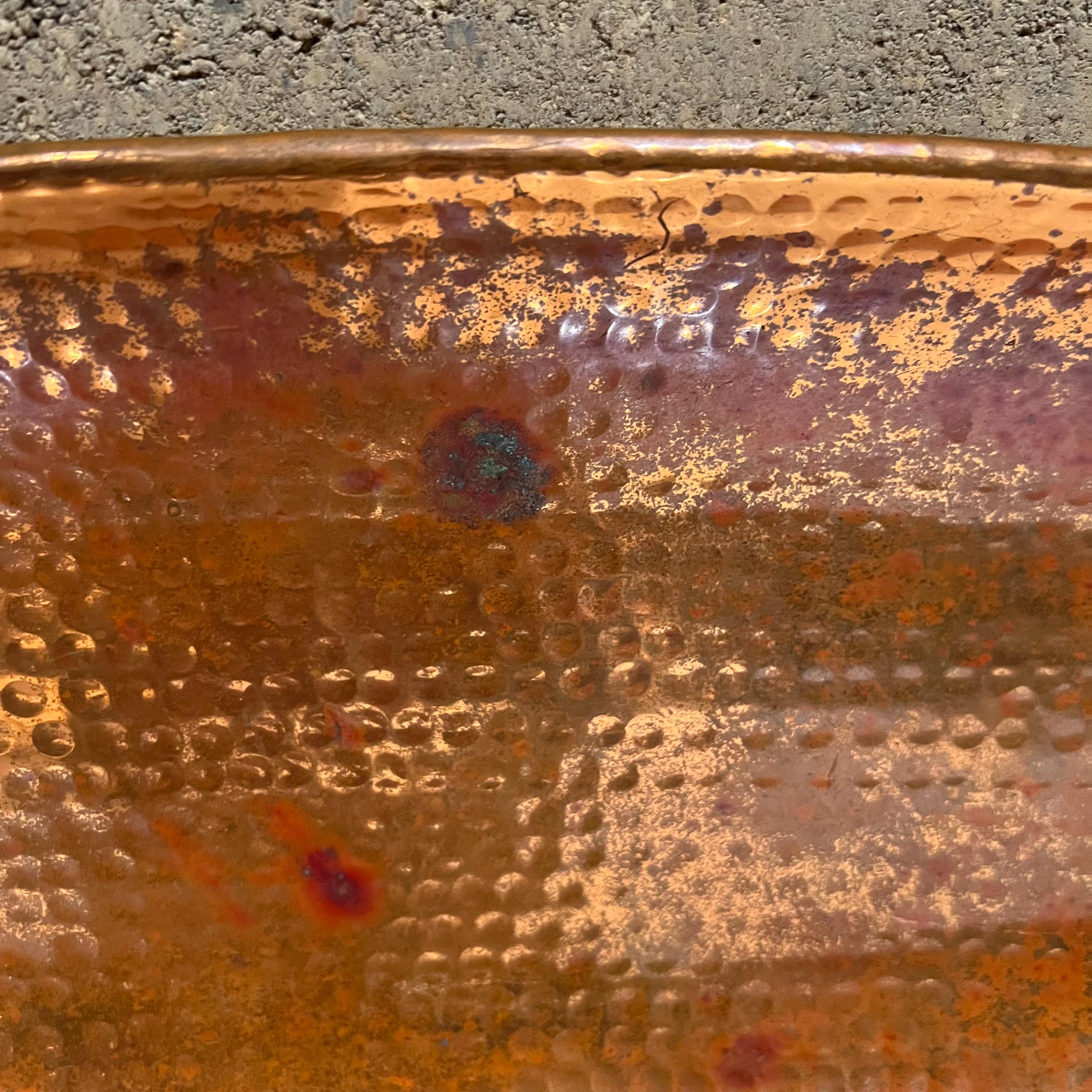 Late 20th Century 1970s Modern Hammered Copper Decorative Dish Serving Tray Oval Platter