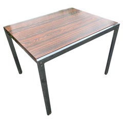 1970s Vintage Modern Side or Accent Table in Rosewood Style Top With Chrome Legs